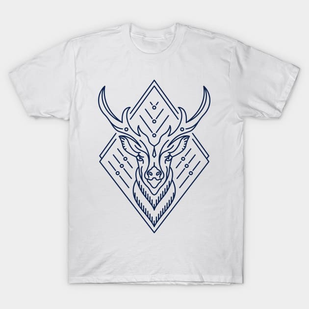 King of Deer (Deep Blue) T-Shirt by VEKTORKITA